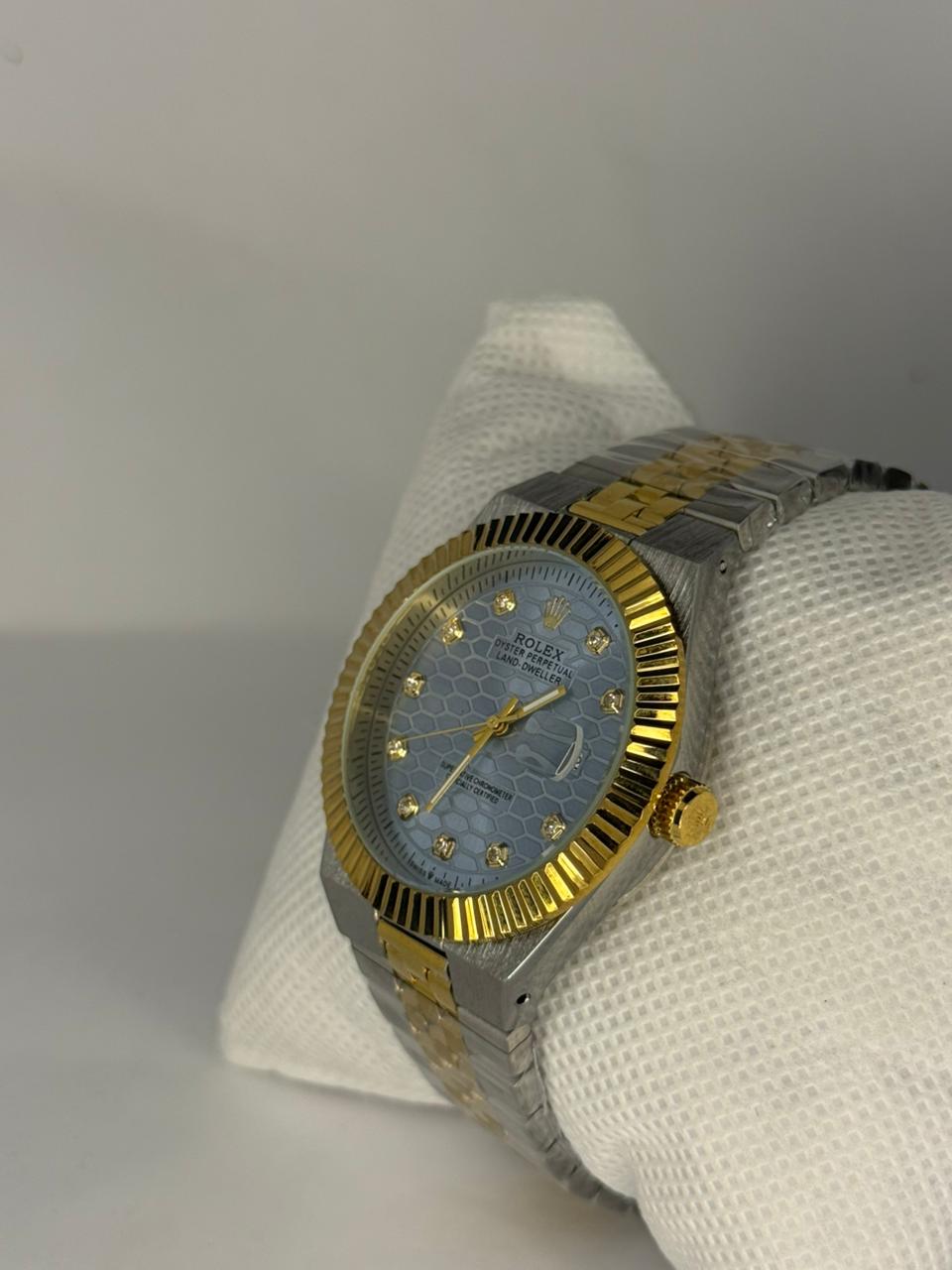 Rolex Land-Dweller Two-Tone Ice Blue Diamond Dial Watch