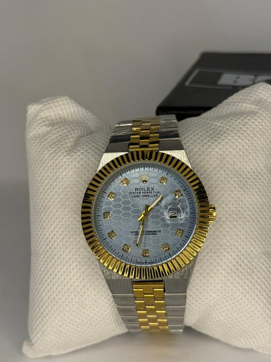 Rolex Land-Dweller Two-Tone Ice Blue Diamond Dial Watch