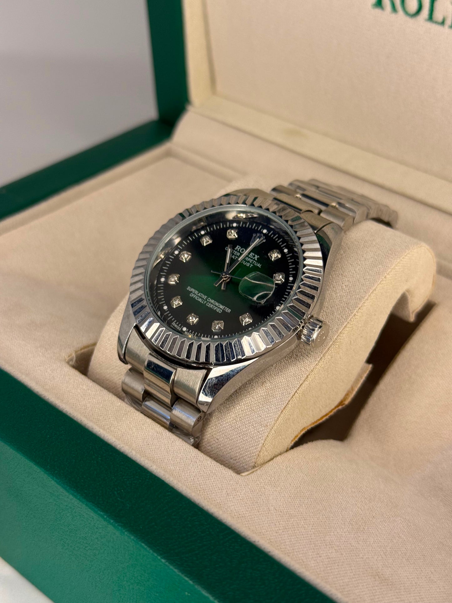 Rolex Oyster Perpetual Datejust Green Dial Watch
