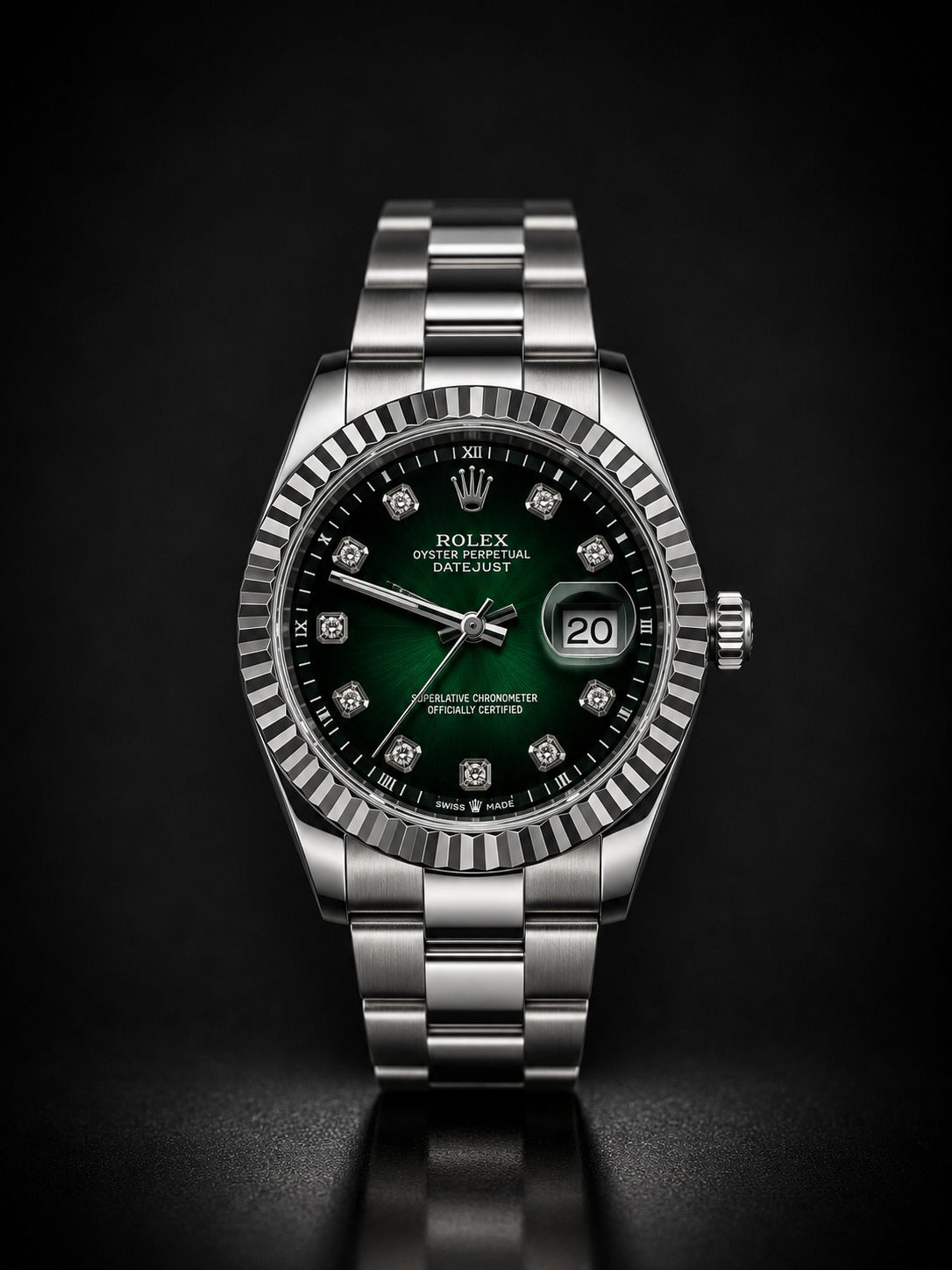 Rolex Oyster Perpetual Datejust Green Dial Watch