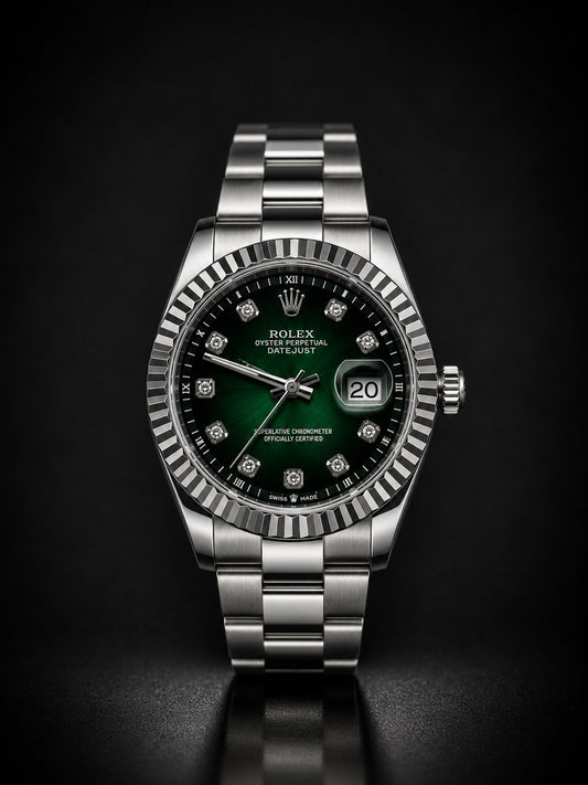 Rolex Oyster Perpetual Datejust Green Dial Watch