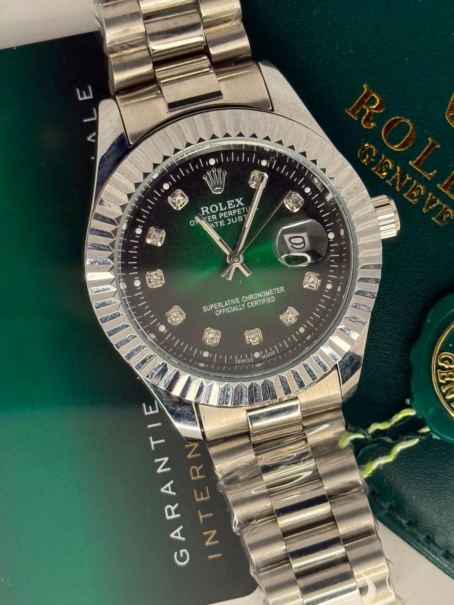 Rolex Oyster Perpetual Datejust Green Dial Watch